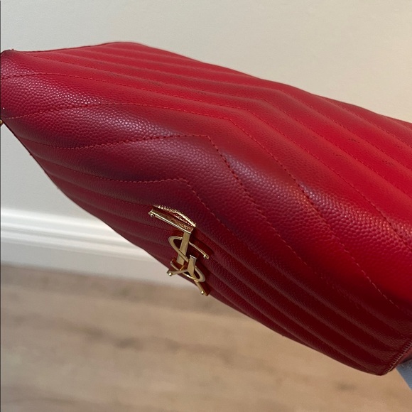 YSL SAINT LAURENT CASSANDRE MATELASSÉ LEATHER LONG ZIP AROUND WALLET RED - Picture 14 of 16
